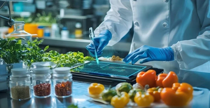 Food safety inspection with vegetables and tablet technology