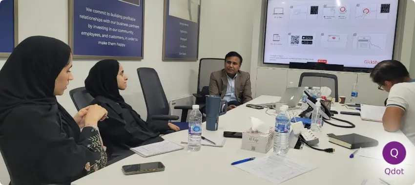 Business professionals and halal auditors inspecting a laboratory facility in Qatar for halal certification compliance and quality assurance.