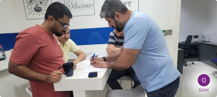Qdot ISO consultants conducting on-site occupational health and safety inspection at an industrial facility in Qatar as part of ISO 45001 certification process.