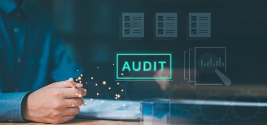 ISO certification audit process showing compliance document review and audit checklist verification in business environment