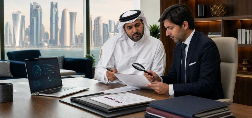 Qatar business professionals verifying ISO certification body accreditation records and certificate validity
